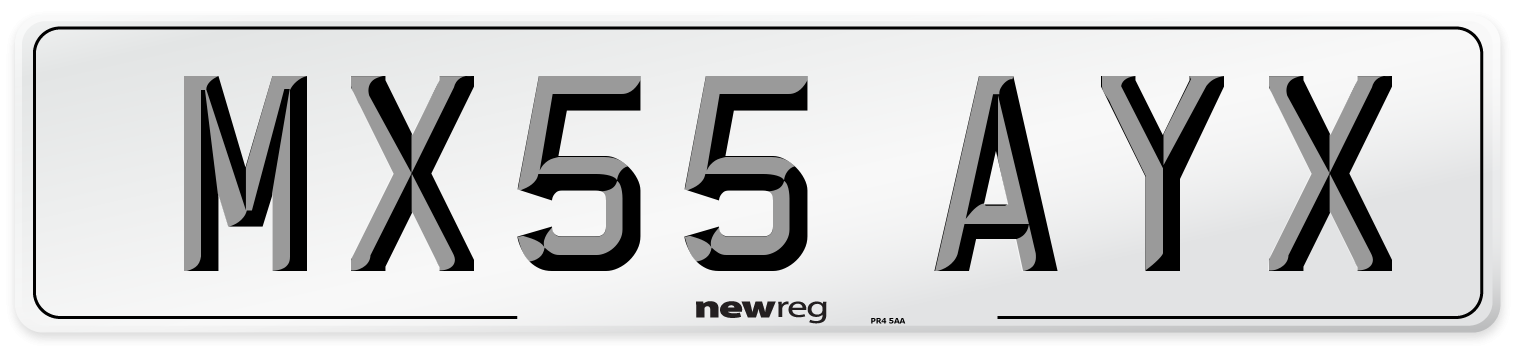 MX55 AYX Number Plate from New Reg